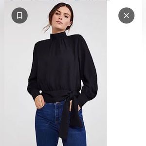 Ann Taylor Mixed Media Tie Waist Top